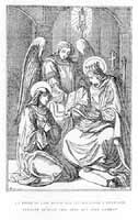 'La Reine du Ciel donne ses instructions à Françoise tandis qu'elle prie avec son Ange gardien'