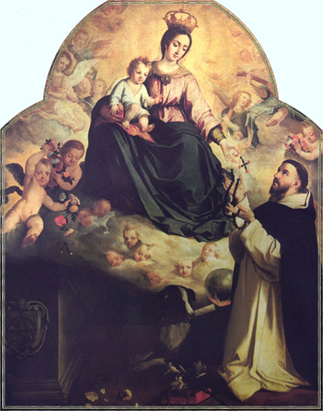 Murillo, La Vierge Marie présentant le Rosaire à St Dominique