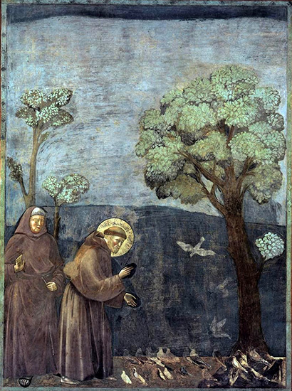 Giotto di Bondone, Vie de St François, 15. Sermon aux oiseaux