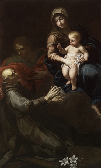 Lazzaro Baldi (1624-1703), La Vierge à l'Enfant et Saint Jean l'Evangeliste apparaissant à Saint Pierre d'Alcantara