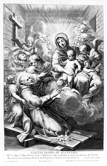 Lazzaro Baldi (1624-1703), La Vierge à l'Enfant et Saint Jean l'Evangéliste apparaissant à Saint Pierre d'Alcantara