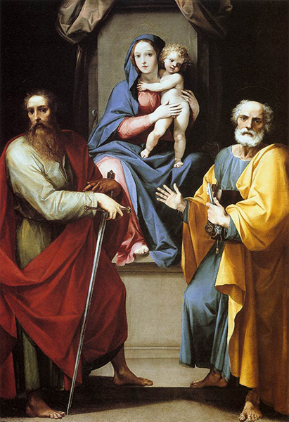 Giuseppe Cesari (Cavalier d'Arpino, 1568-1640) : La Vierge et l'enfant avec les Sts Pierre et Paul