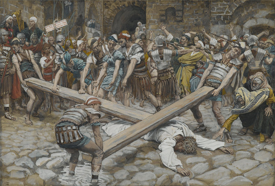 Simon le Cyrénéen aide Jésus à porter sa Croix - James Tissot