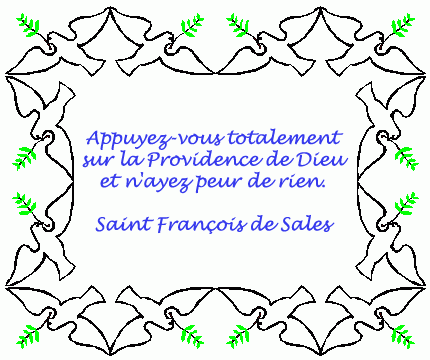 Appuyez-vous totalement sur la Providence de Dieu et n'ayez peur de rien, Saint François de Sales